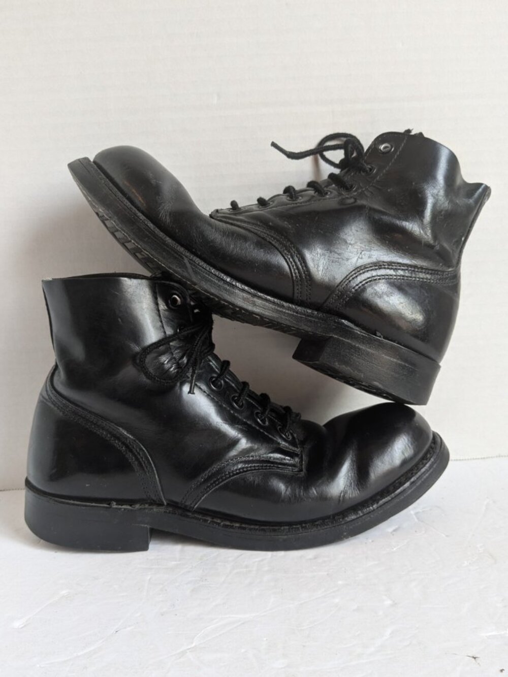Vintage 1994 Canadian Military Combat Boots Black Leather Steel Toe HH Brown 6F
